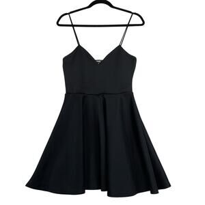Missguided Dress Womens 6 Black Mini Fit and Flare Spaghetti Strap Vneck New